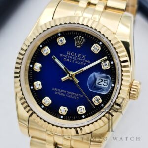 صفحه نگین دار سرمه ای ساعت مچی زنانه رولکس ROLEX