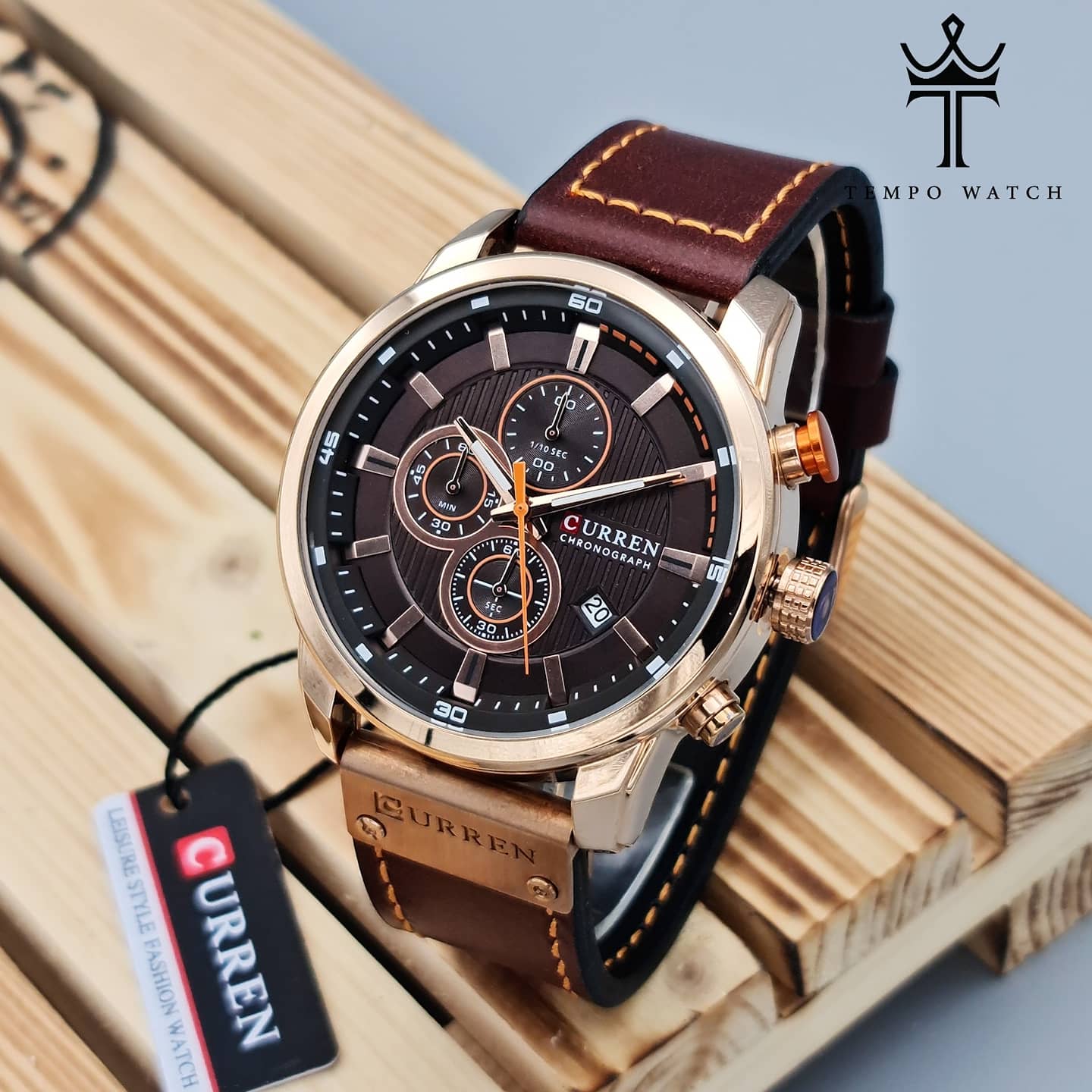 تصویر اول ساعت مچی مردانه کورن CURREN مدل M8291 قهوه ای ساعت مچی مردانه بند چرمی