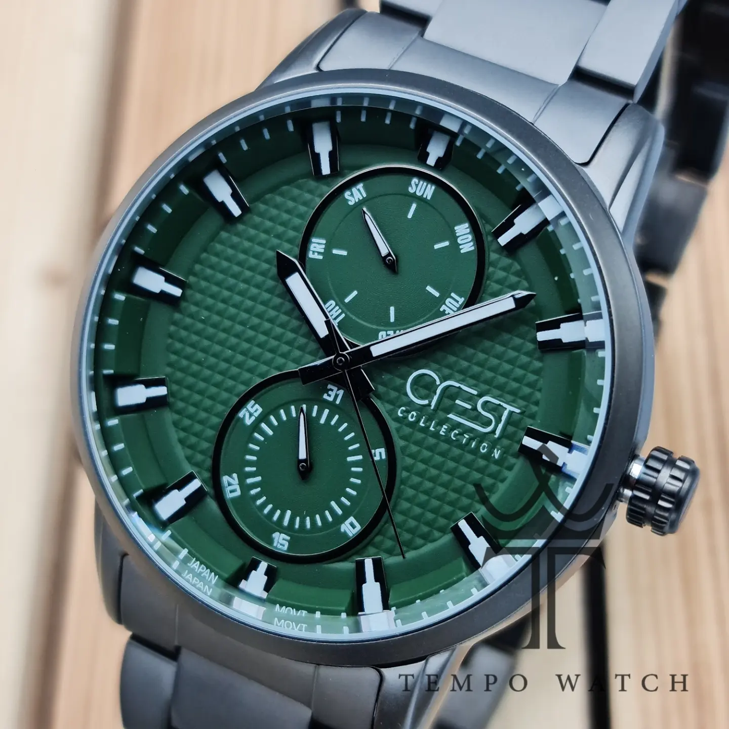 صفحه ساعت مچی مردانه اورجینال CREST مدل 6126 سبز صفحه ساعت مچی مردانه اورجینال CREST مدل 6126 سبز