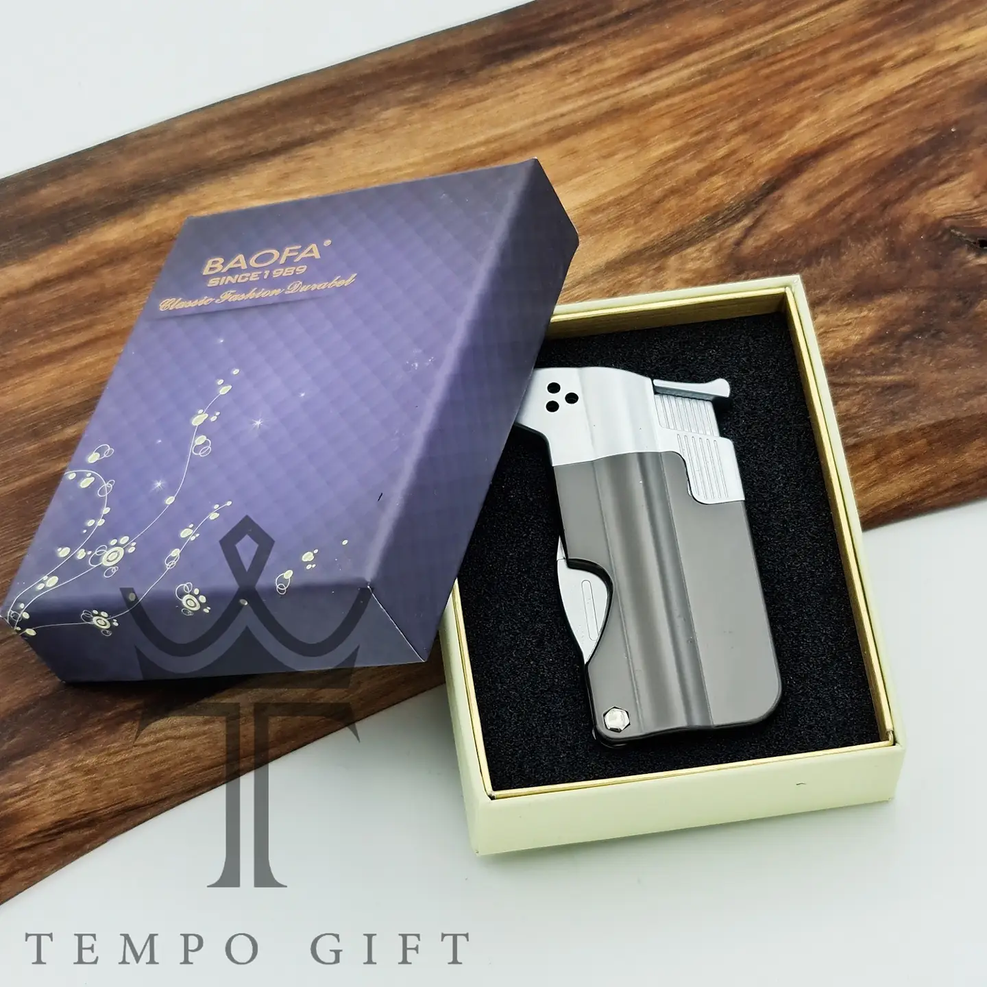 جعبه فندک گازی پیپ بااوفا مشکی جعبه فندک گازی پیپ بااوفا مشکی