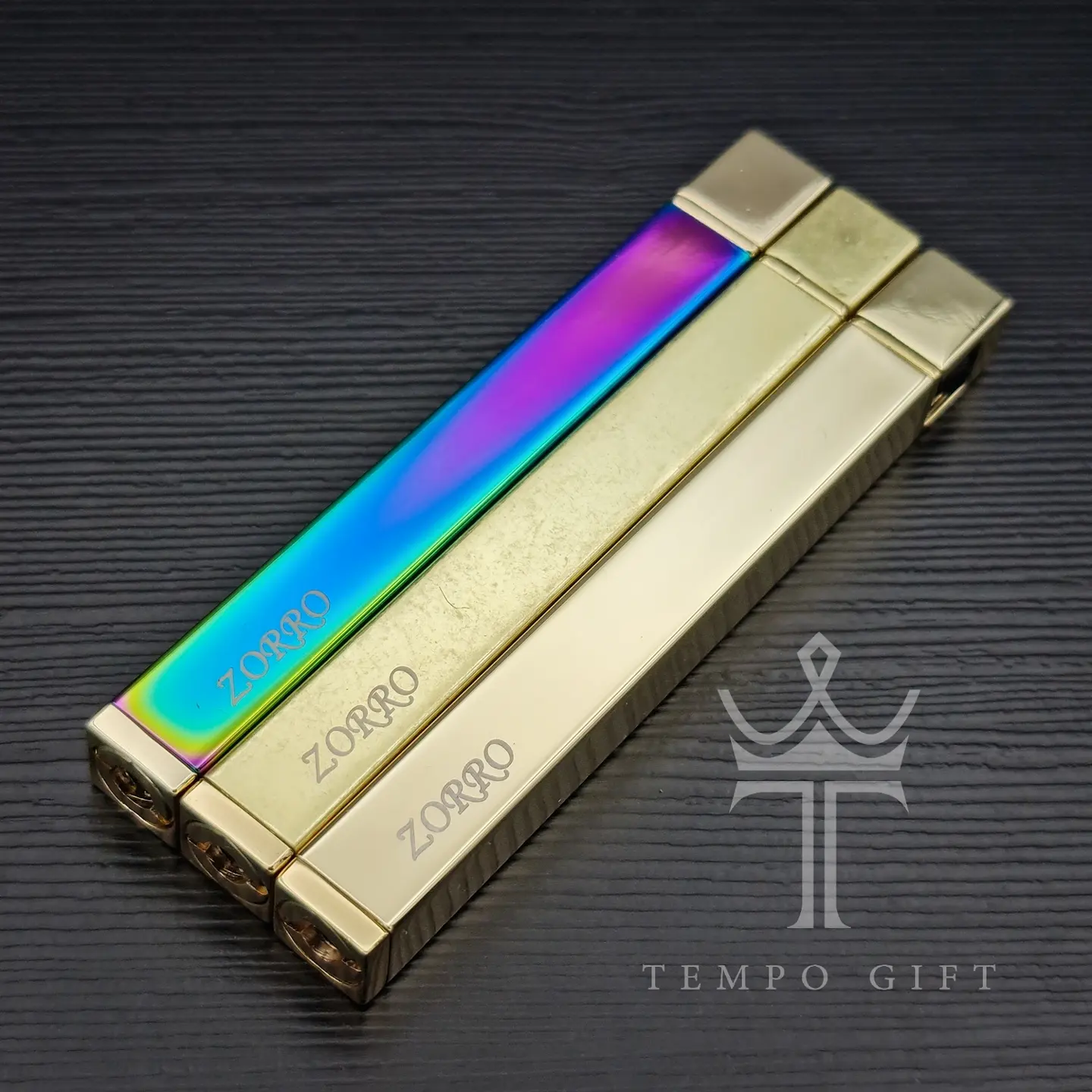 فندک گازی زورو قلمی طلایی وینتج فندک گازی زورو قلمی هفت رنگ