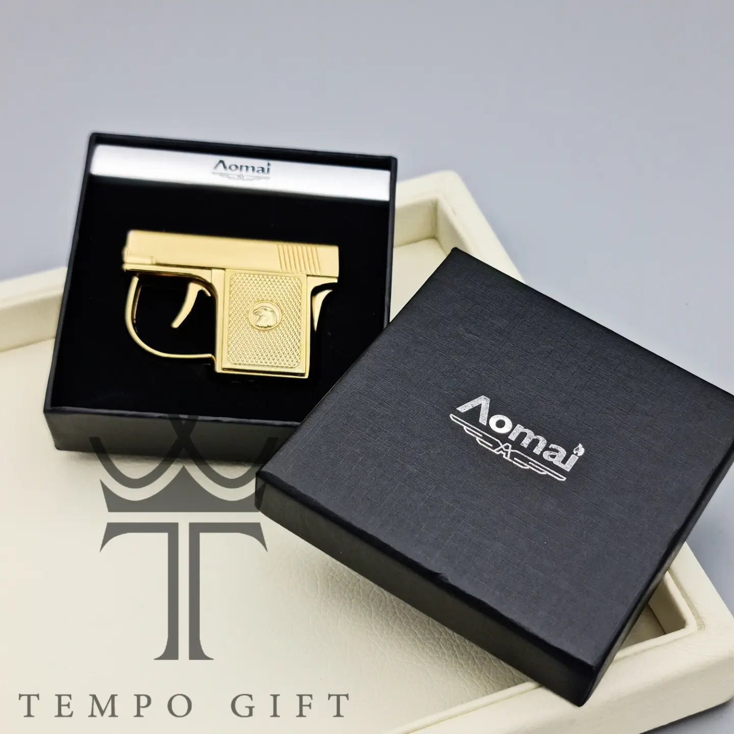 جعبه فندک گازی اتمی اومای AOMAI مدل تفنگ خاکستری جعبه فندک گازی اتمی اومای AOMAI مدل تفنگ خاکستری