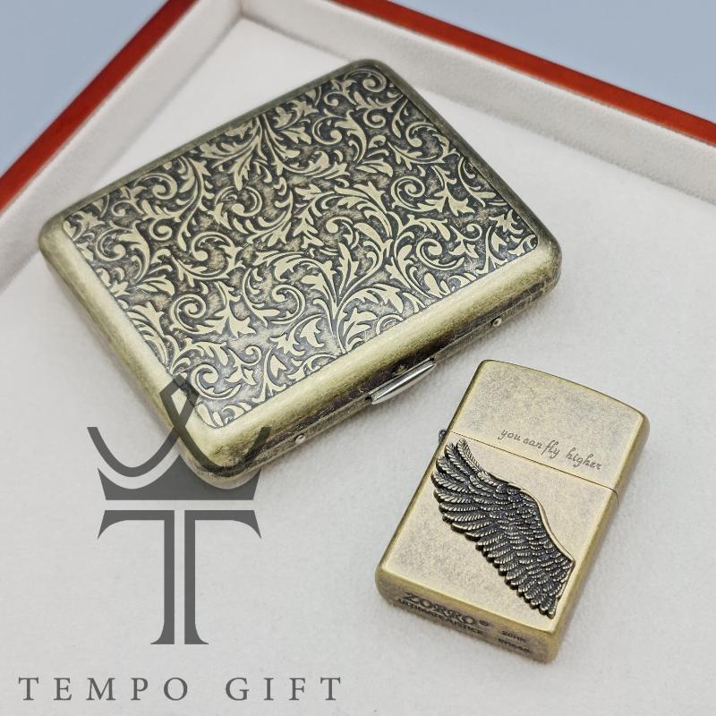 ست فندک بنزینی زورو مدل بال طلایی و جاسیگاری گوپای