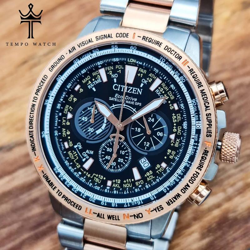 صفحه ساعت مردانه سیتیزن استیل رزگلد اکو درایو