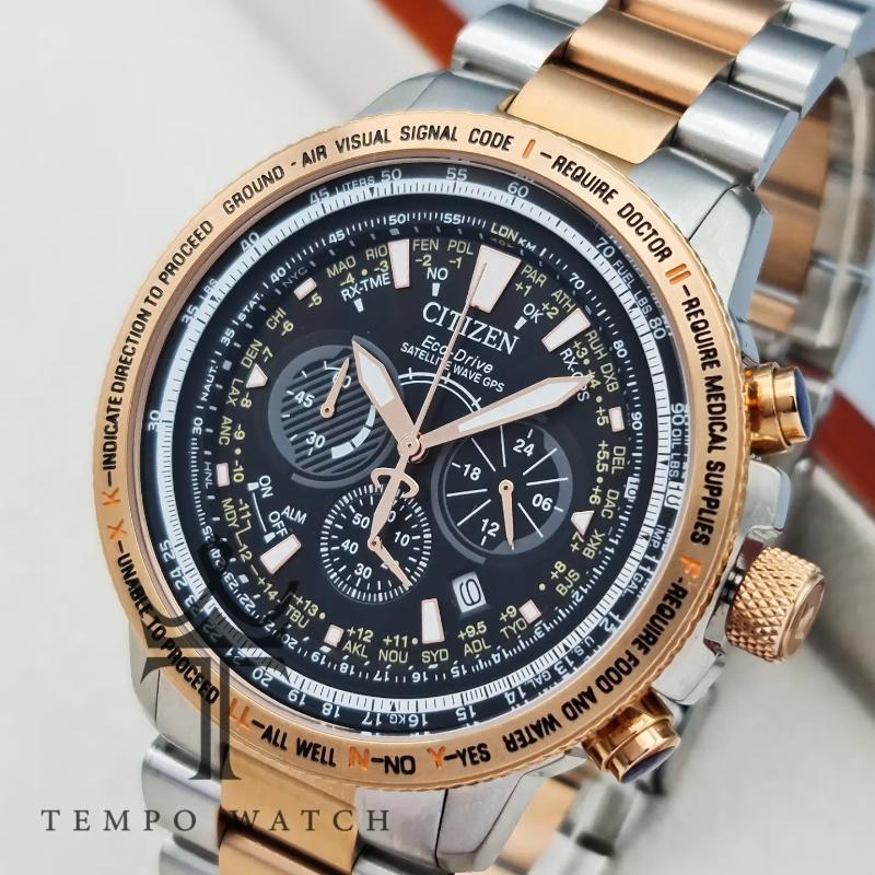 صفحه ساعت مردانه سیتیزن استیل رزگلد اکو درایو
