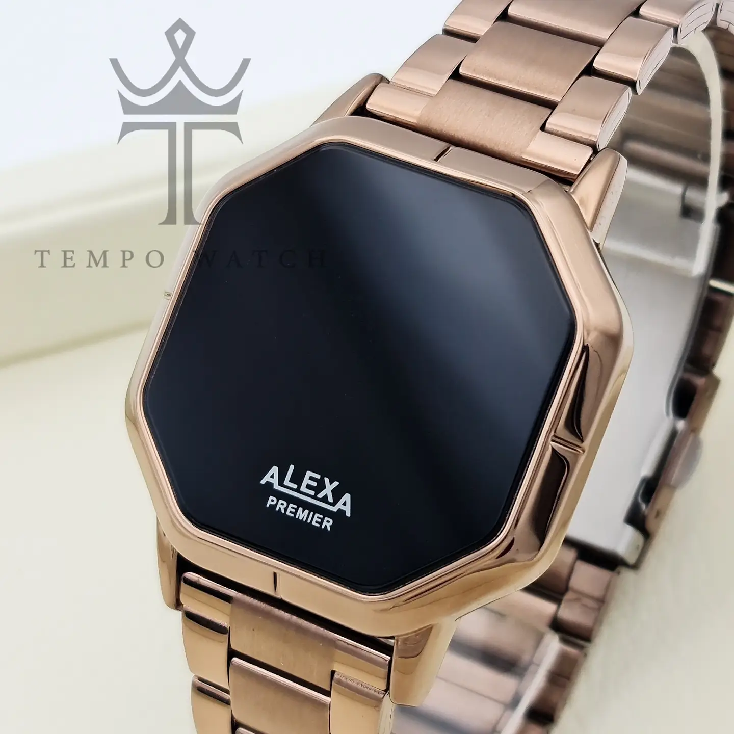 صفحه ساعت مچی مردانه دیجیتال الکسا ALEXA A0024 قهوه ای کافی