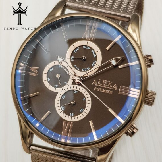 صفحه ساعت مچی مردانه الکسا ALEXA A0039 قهوه ای کافی