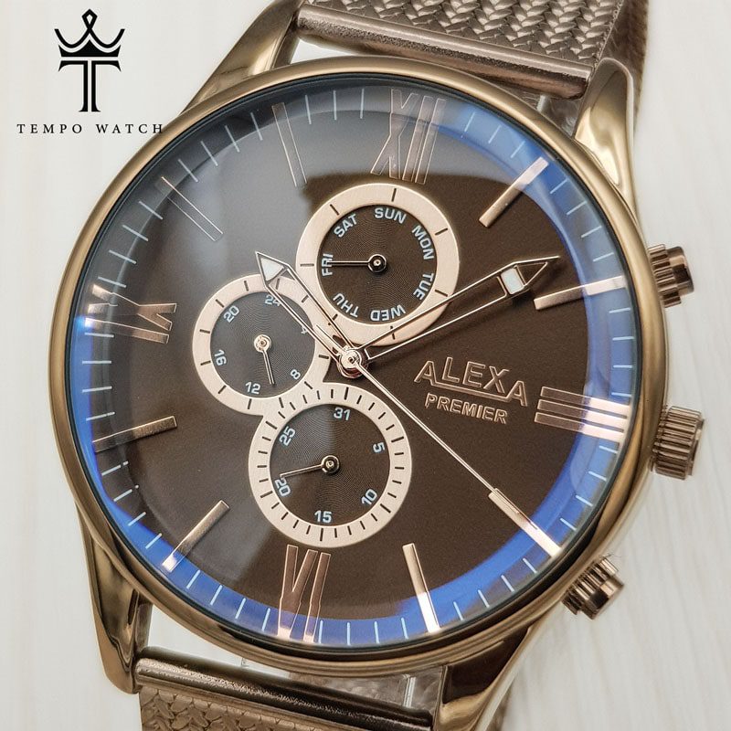 صفحه ساعت مچی مردانه الکسا ALEXA A0039 قهوه ای کافی صفحه ساعت مچی مردانه الکسا ALEXA A0039 قهوه ای کافی