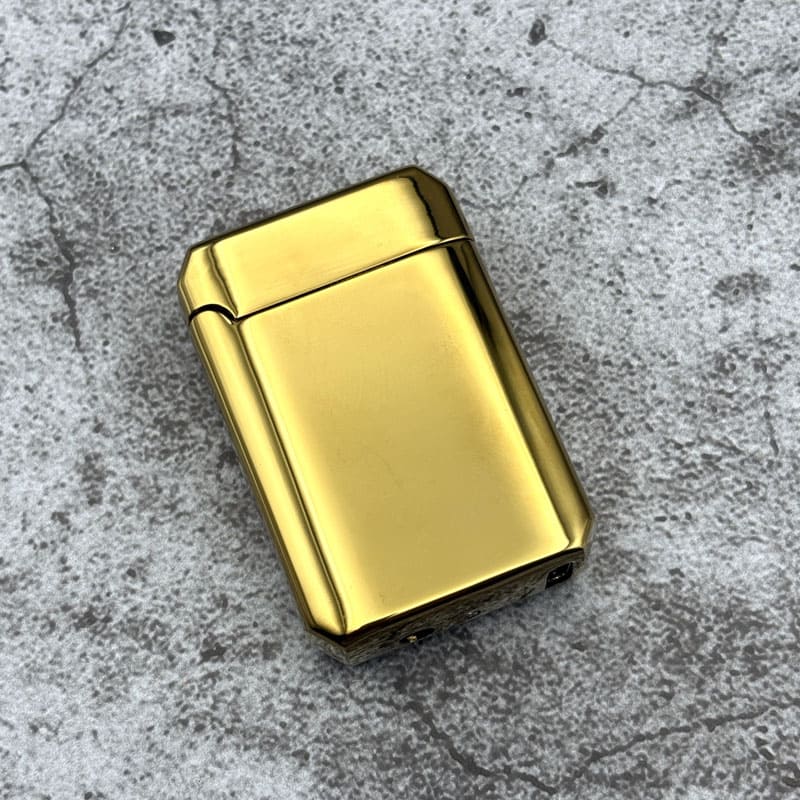 فندک هوشمند بشکنی گازی با شعله اتمی طلایی رنگ