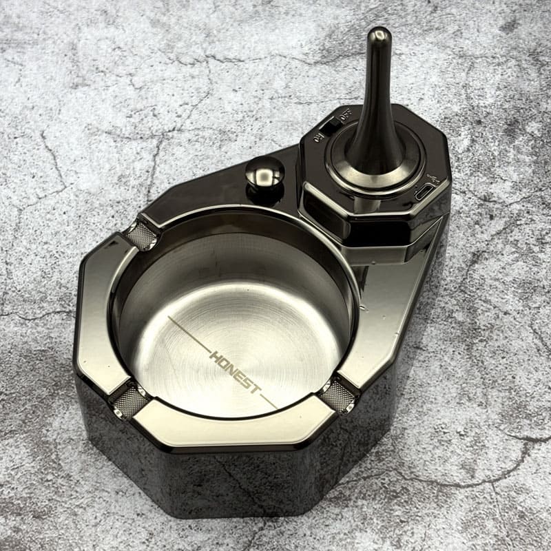 زیرسیگاری رومیزی هوشمند با فندک شعله اتومات هانست رنگ خاکستری