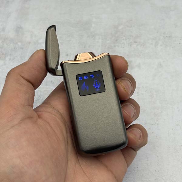 فندک صوتی هوشمند گازی اتمی خاکستری فندک صوتی هوشمند گازی اتمی خاکستری